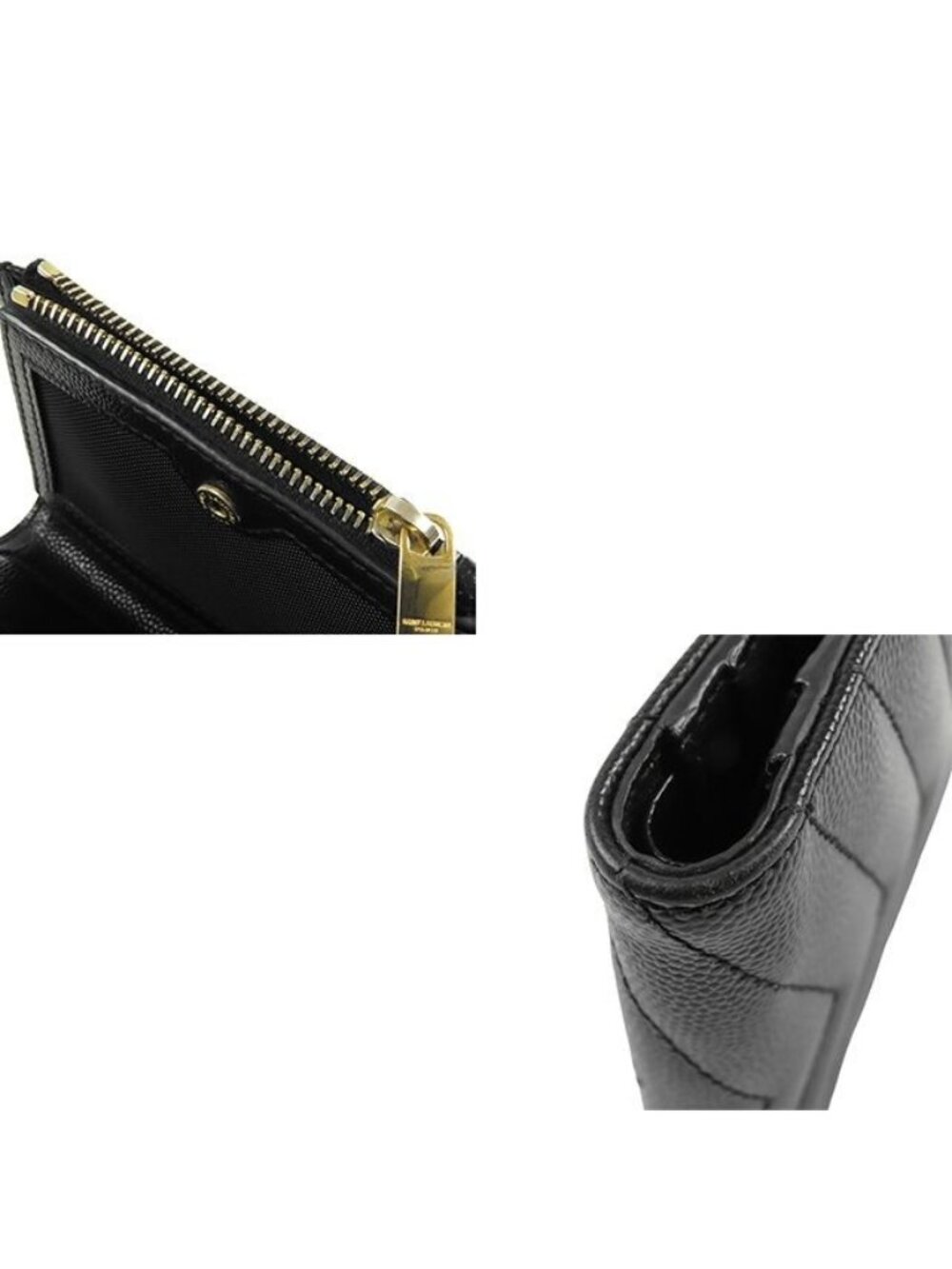 Saint Laurent Bifold Wallet Black Leather Cassandra Logo Compact - Picture 6 of 9